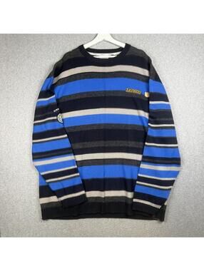 Davoucci Men's Size 2XL XXL Blue Black Wool Acrylic Blend Pullover Sweater